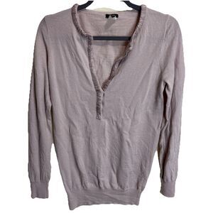 J. Crew Women’s Merino Wool Henley Sweater Delicate Feminine Pink Lilac Medium